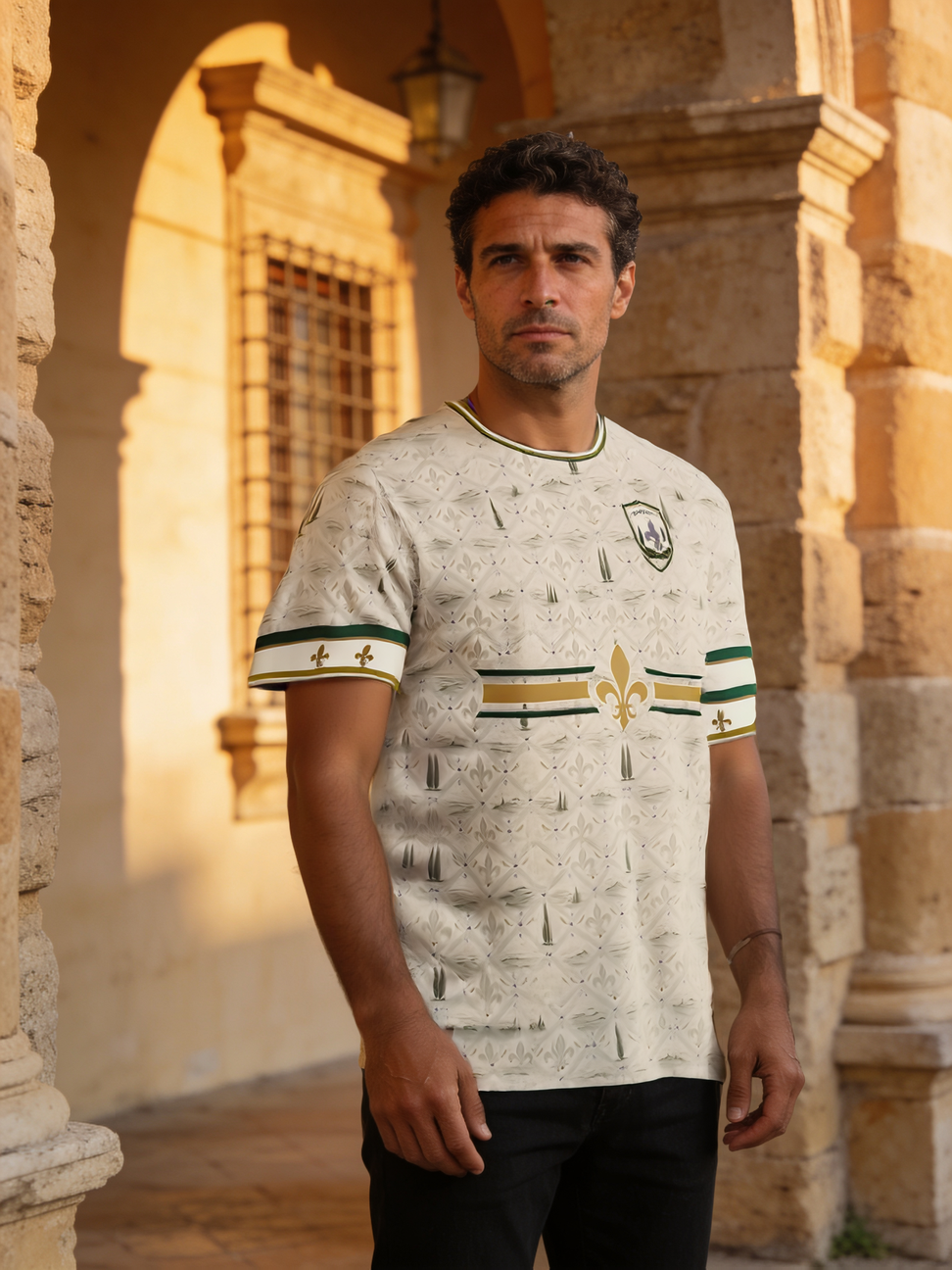 Toscana Giglio 300 gsm como ejemplo de camiseta de fútbol retro en algodón pesado