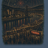 Txosna camiseta Bilbao Azul noche - detalle de la escena trasera