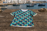 Club Costero 98 camiseta retro Puerto Azul en flat lay premium