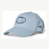 Gorra Fisterra CF Azul cielo - hero producto vista premium frontal lateral con bordado Costa da Morte