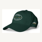 Gorra Fisterra CF Verde abeto - hero producto vista premium frontal lateral con bordado Costa da Morte