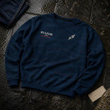 Sudadera Riazor 2026 Volvemos ao Noso Sitio, flatlay frontal sobre granito
