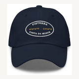 Gorra Fisterra CF Azul marino - producto frontal limpio con parche Fisterra y coordenadas