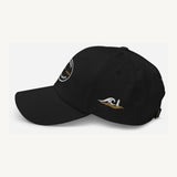 Gorra Fisterra CF Negro - detalle lateral ola y faro bordados