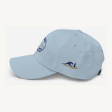 Gorra Fisterra CF Azul cielo - detalle lateral ola y faro bordados