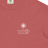 Txosna camiseta Bilbao Carmesí - detalle del bordado bicolor