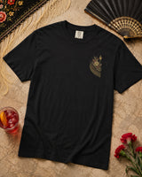 Vistillas camiseta de alto gramaje Madrid Negro lavado - detalle del tejido y color lavado