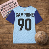 Espalda de la camiseta U.C. Lago di Como 87 con lettering CAMPIONE y dorsal 90