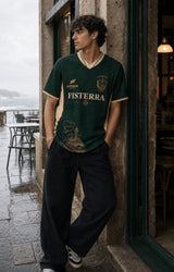 Fisterra camiseta fútbol retro gallega - hero lifestyle frontal