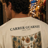 Carrer Guarnit camiseta Barcelona Marfil - detalle de la grafica trasera inspirada en carrers guarnits