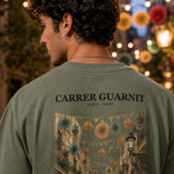 Carrer Guarnit camiseta Barcelona Verde musgo - detalle de la grafica trasera inspirada en carrers guarnits
